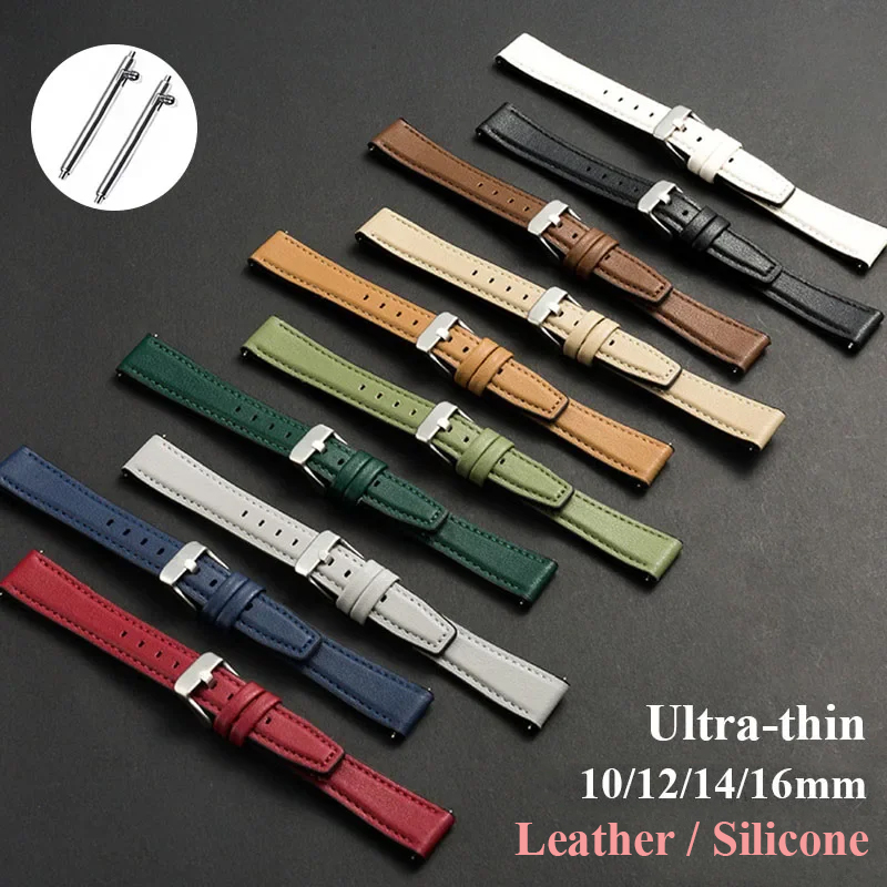 Leather Strap Quick Release - Bracelet de montre en cuir Ultra-fin,
