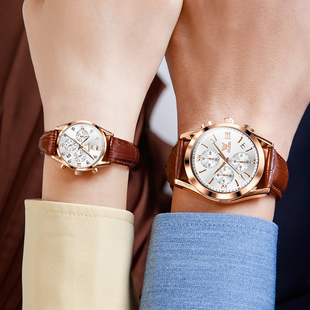 OLEVS-Montre de couple pour ho - Leather Watch Band Men avis et prix