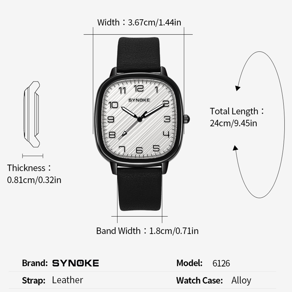 Montre pour hommes SYNOKE boît - Leather Watch Band Men avis et prix